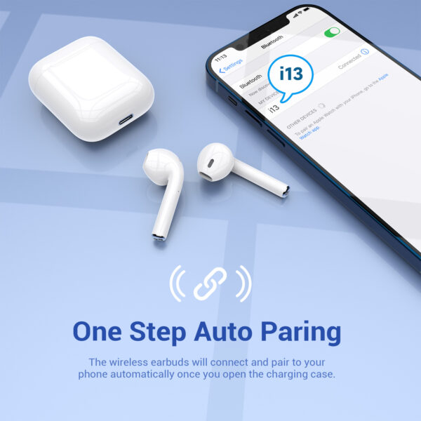Wireless Earbuds, HSPRO Bluetooth Earbuds Touch Control in-Ear True Wireless Bluetooth Headphones, 20 Hrs Playtime with Charging Case, Hi-Fi Stereo Earbuds with Built-in Mic for Sports Work, White - Image 4