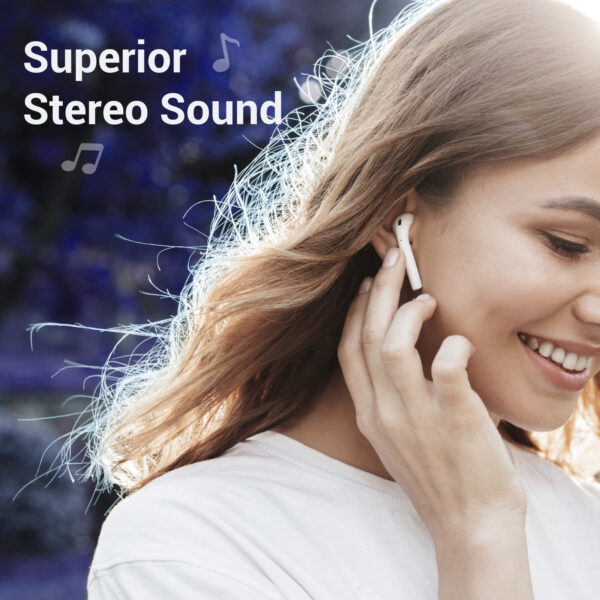 Wireless Earbuds, HSPRO Bluetooth Earbuds Touch Control in-Ear True Wireless Bluetooth Headphones, 20 Hrs Playtime with Charging Case, Hi-Fi Stereo Earbuds with Built-in Mic for Sports Work, White - Image 7