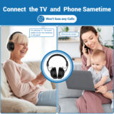 Hspro Dual Wireless Headphones for TV Watching Set of 2 with Transmitter & Headset Stand, 196ft Range with Optical, AUX, RCA and USB Output, High Volume Control, 30Hrs Playtime, No Delay, Duet Black - Image 5