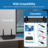 Hspro Dual Wireless Headphones for TV Watching Set of 2 with Transmitter & Headset Stand, 196ft Range with Optical, AUX, RCA and USB Output, High Volume Control, 30Hrs Playtime, No Delay, Duet Black - Image 6